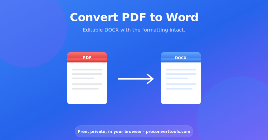 PDF document converting into an editable Word DOCX file with formatting preserved