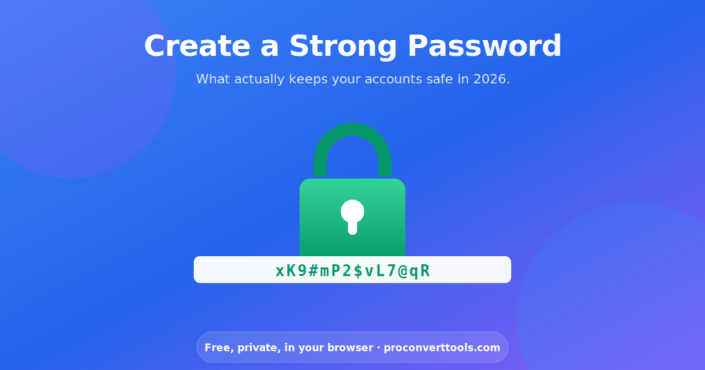 A padlock icon beside a strong randomly generated password